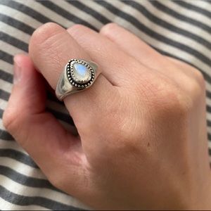 Moonstone Sterling Silver Signet Ring